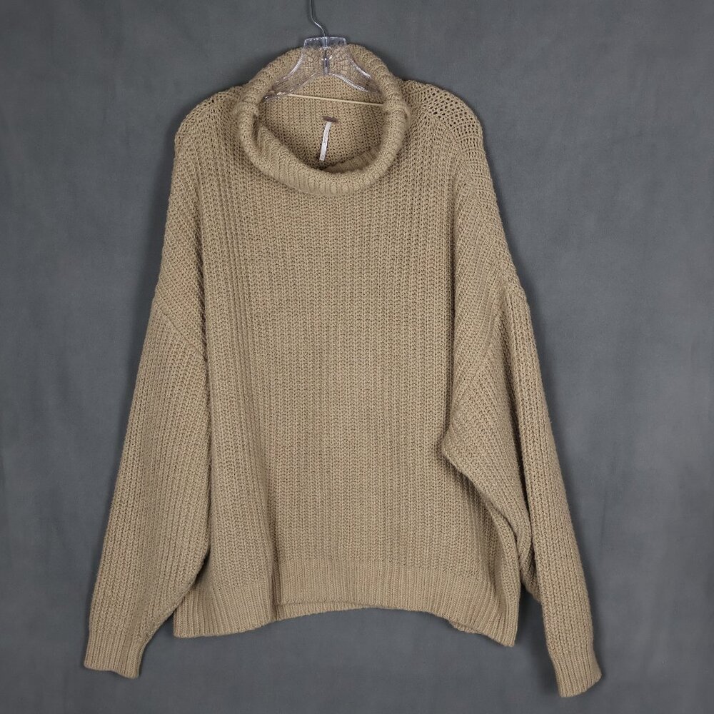 Free People Sweater Medium Beige Oversized Chunky Knit Swim Too Deep Lagenlook